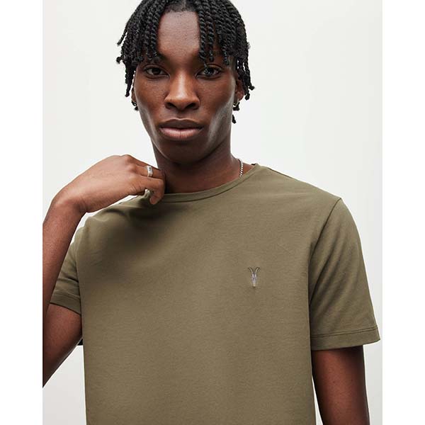 Allsaints Australia Mens Brace Brushed Cotton Crew T-Shirt Green AU80-089